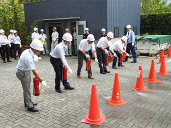 フジクラ本社の防災訓練