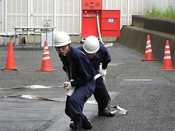 フジクラ本社の防災訓練